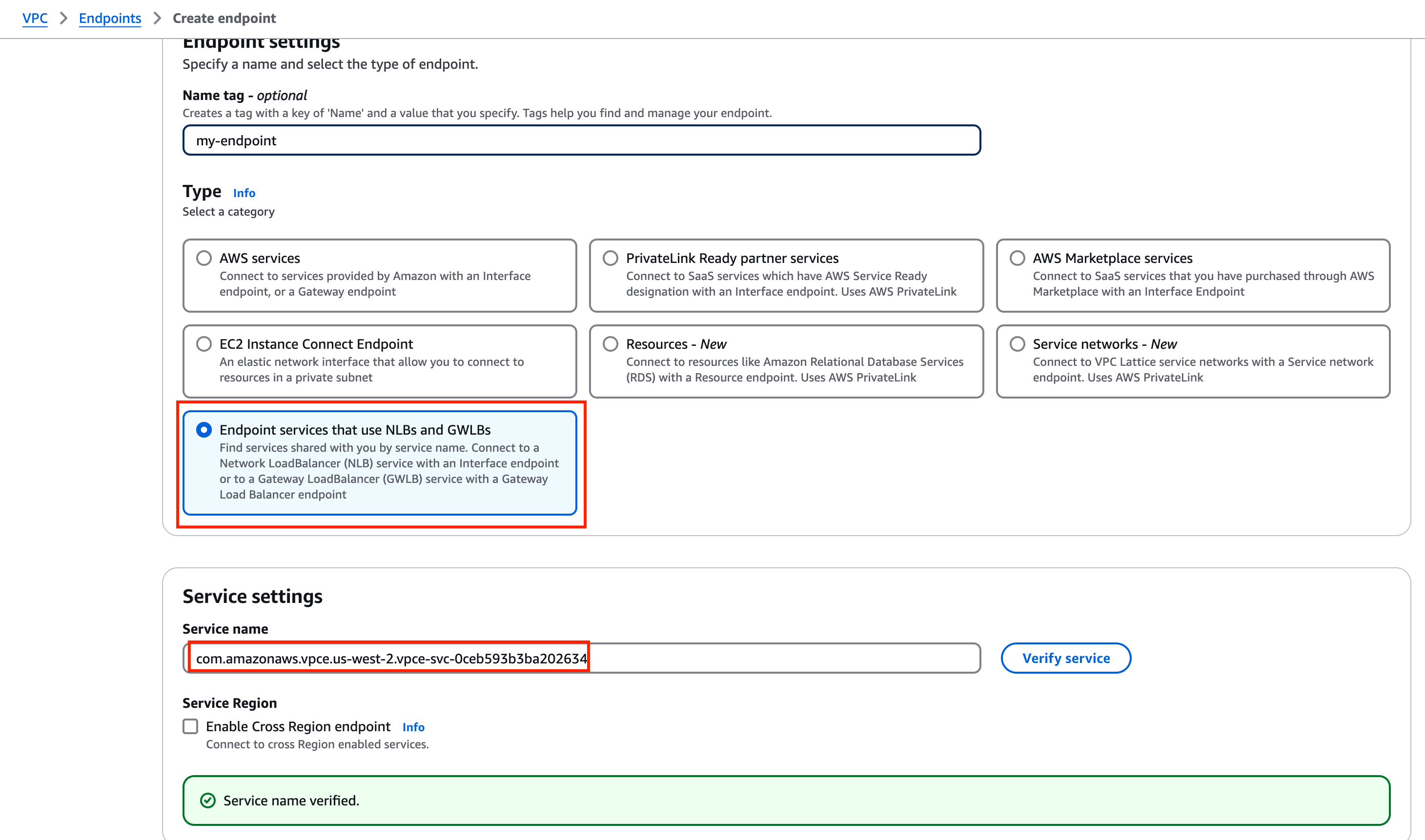 [Consumer] Create VPC Interface Endpoint configuration