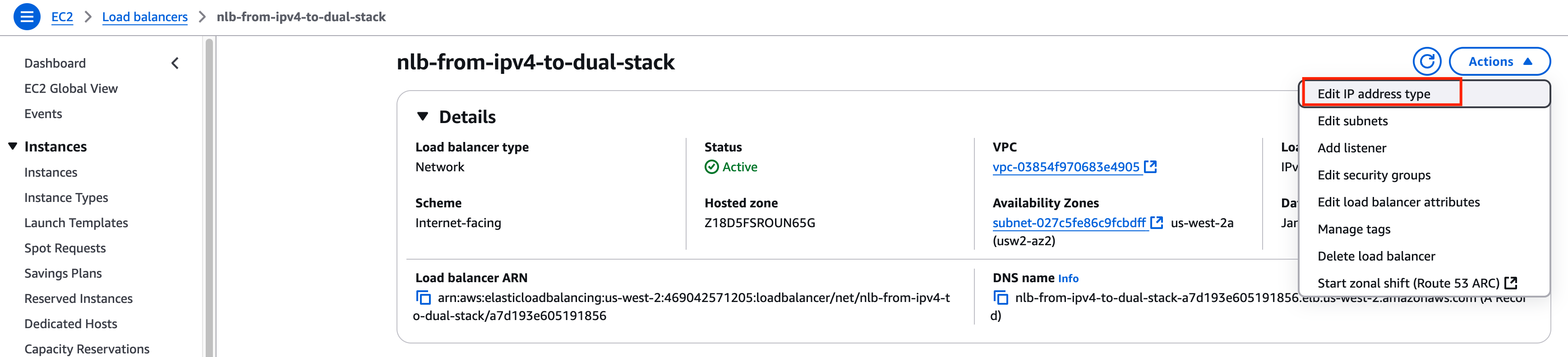 Edit IP address type