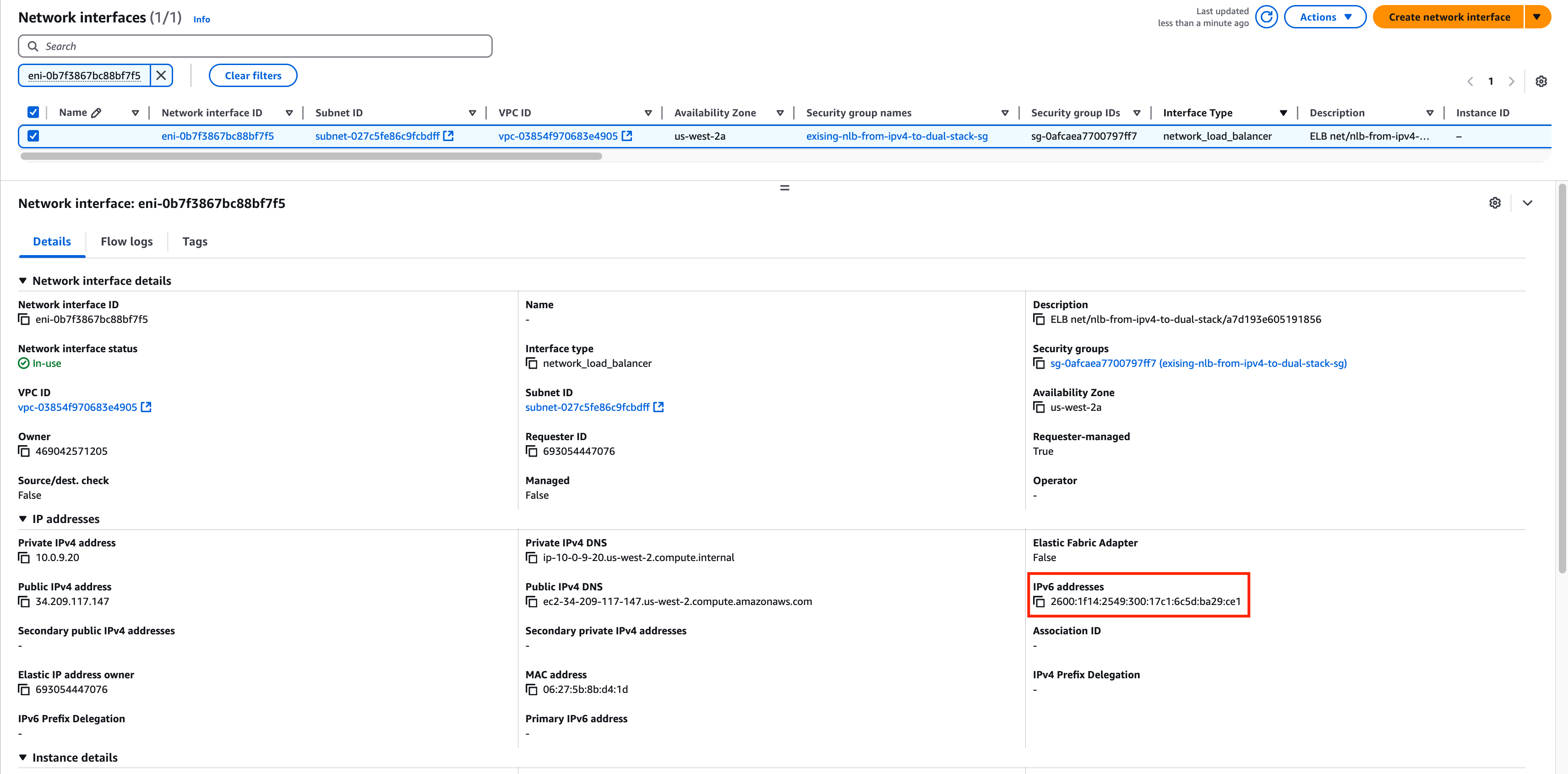 Get IPv6 address