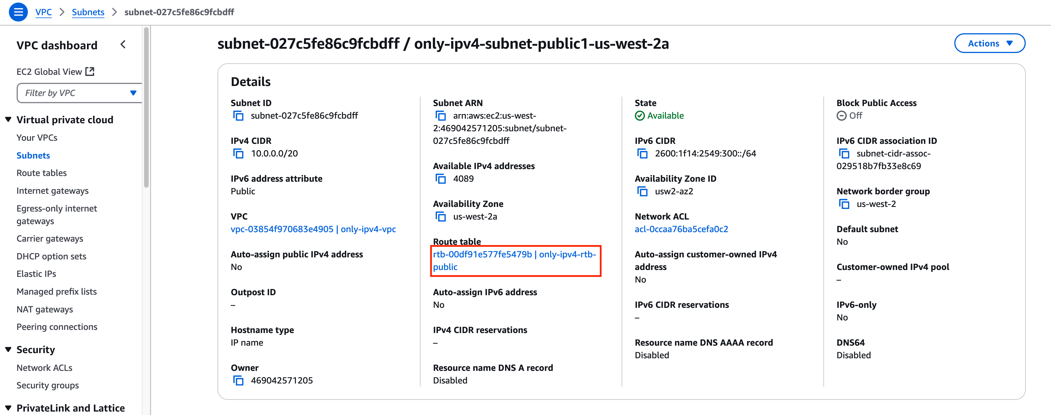 Go to subnet route table