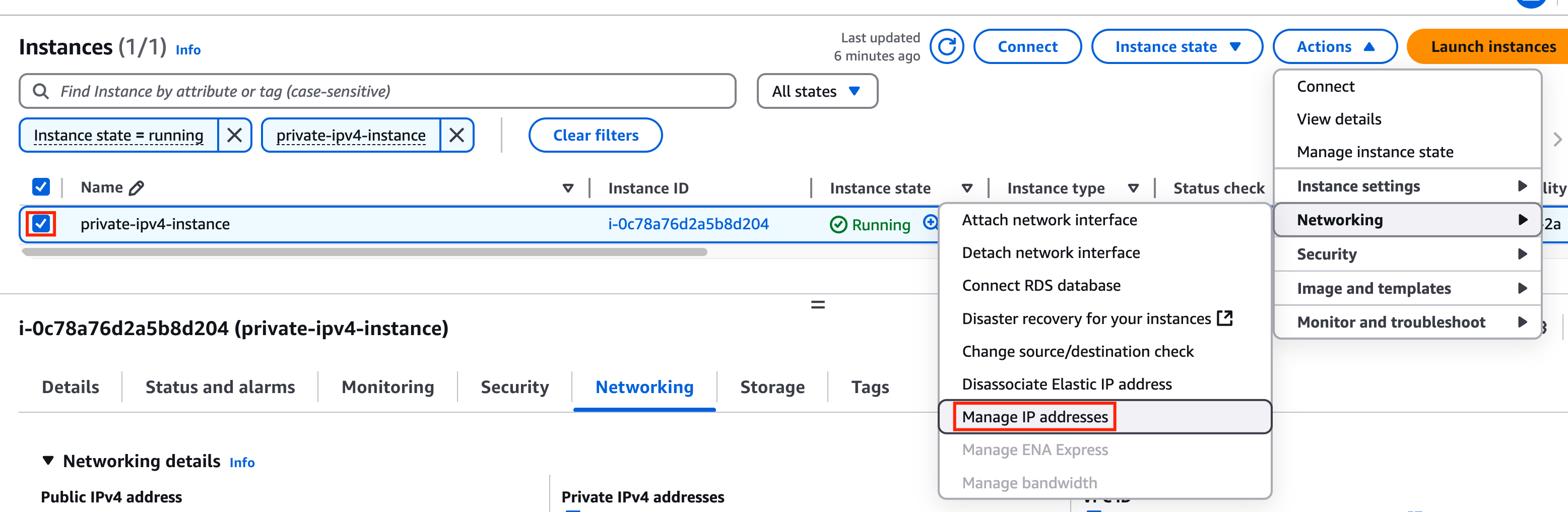 Go to Manage IP addresses page