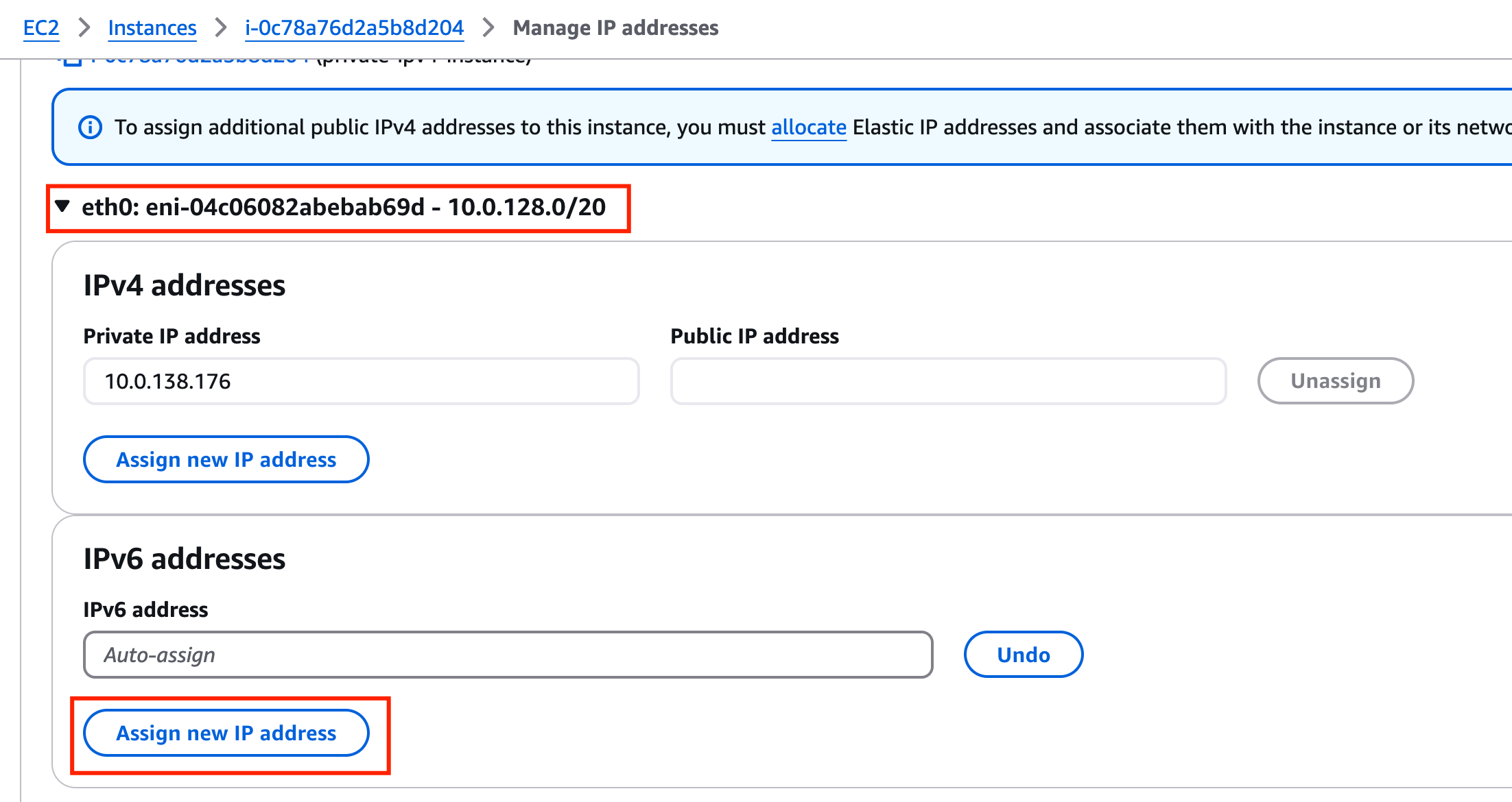 Assign IPv6 address to EC2