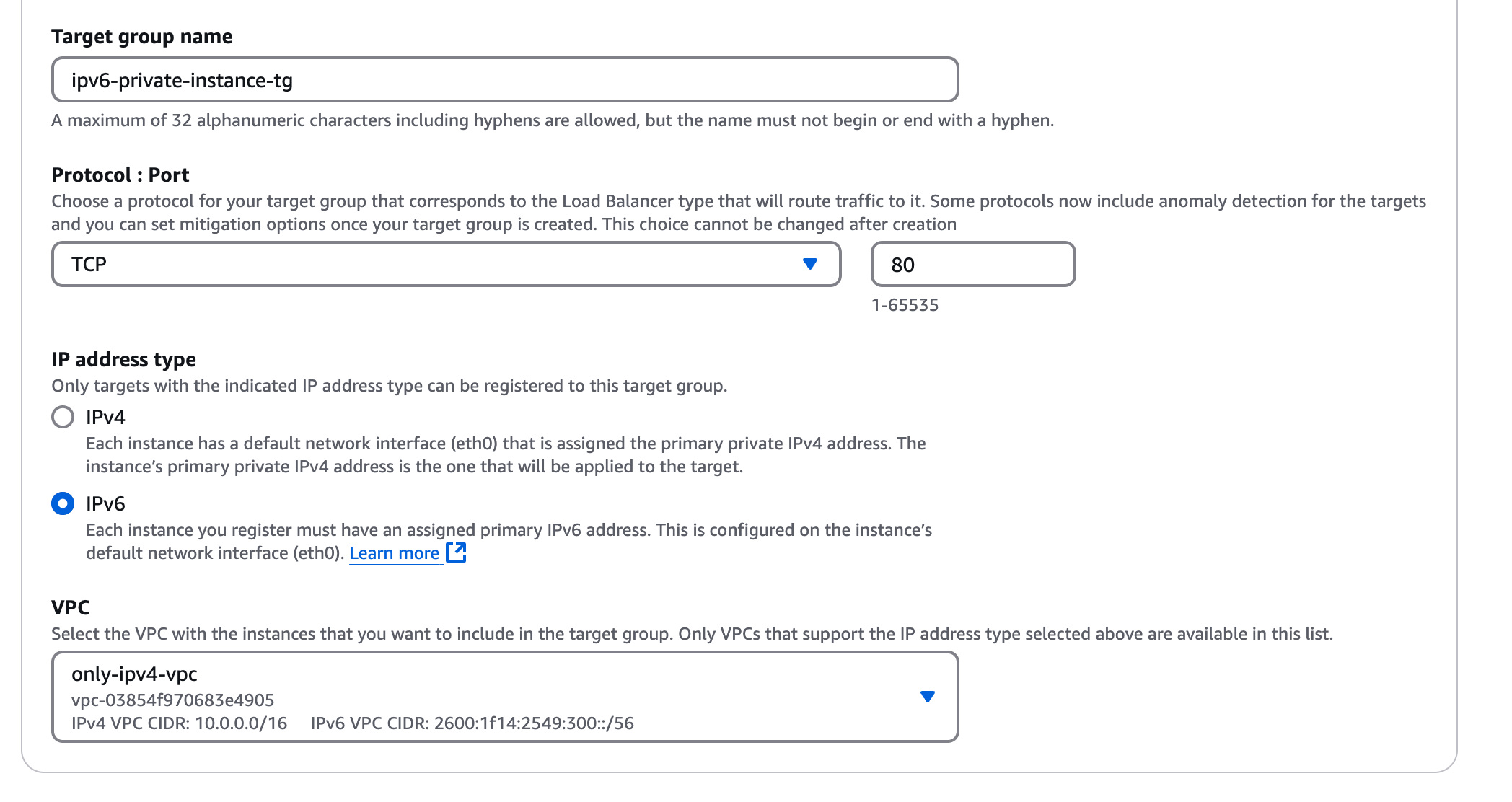 Create target group configuration - 2