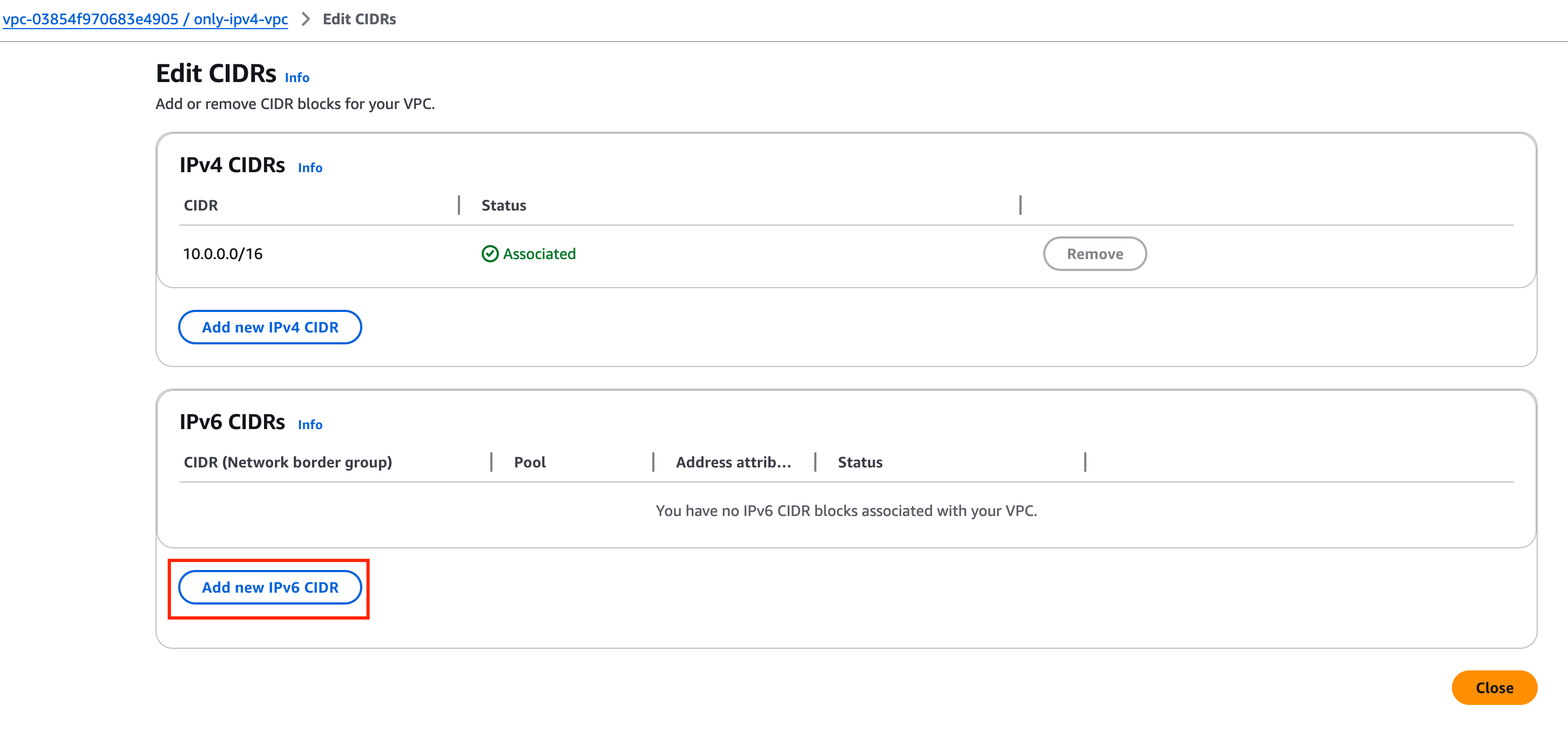 Add new IPv6 CIDR